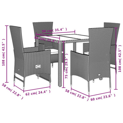 vidaXL 5-tlg. Garten-Essgruppe mit Kissen Beige Poly Rattan