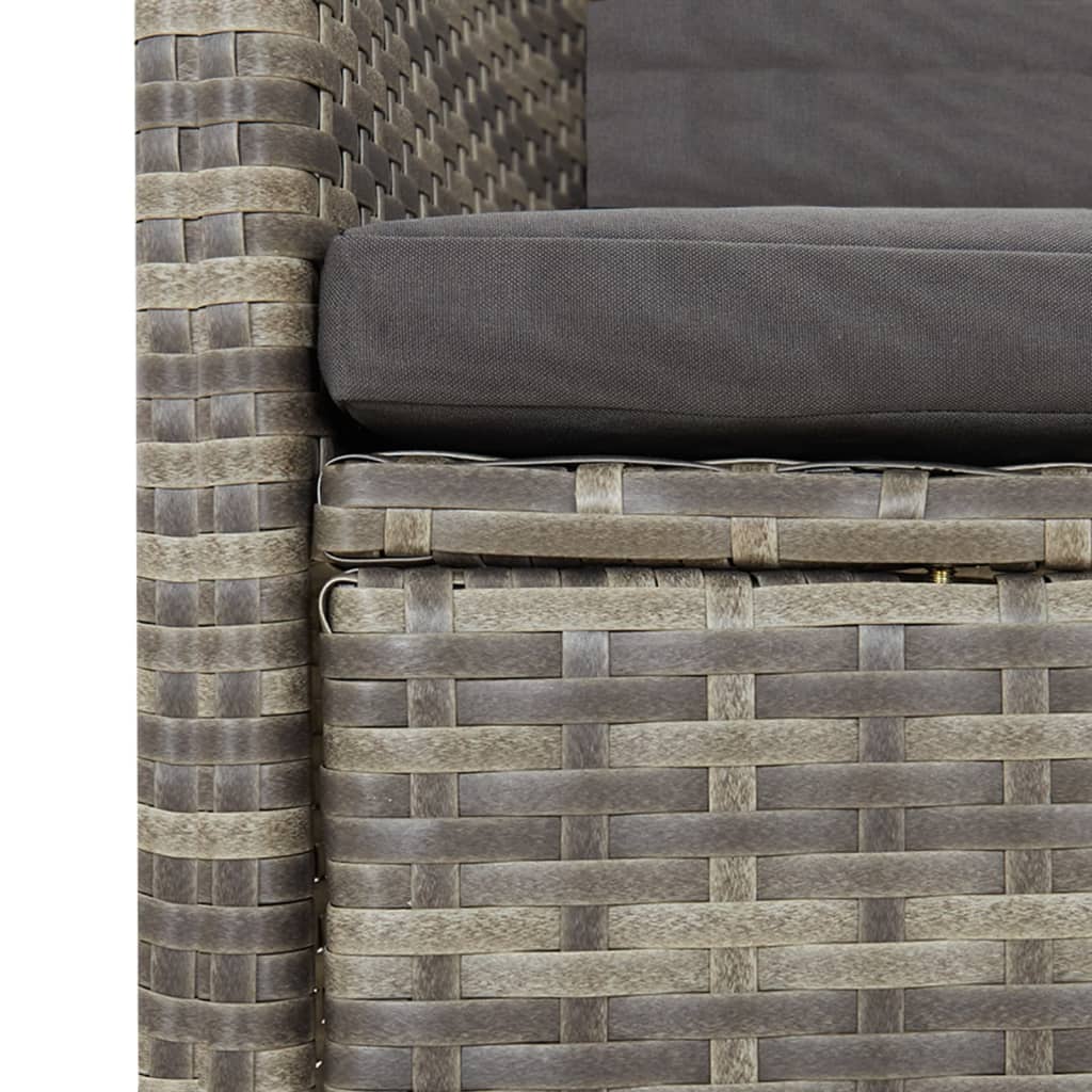 vidaXL 9-tlg. Garten-Essgruppe mit Kissen Grau Poly Rattan
