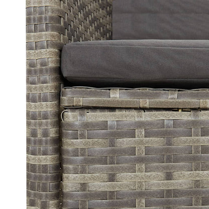 vidaXL 9-tlg. Garten-Essgruppe mit Kissen Grau Poly Rattan