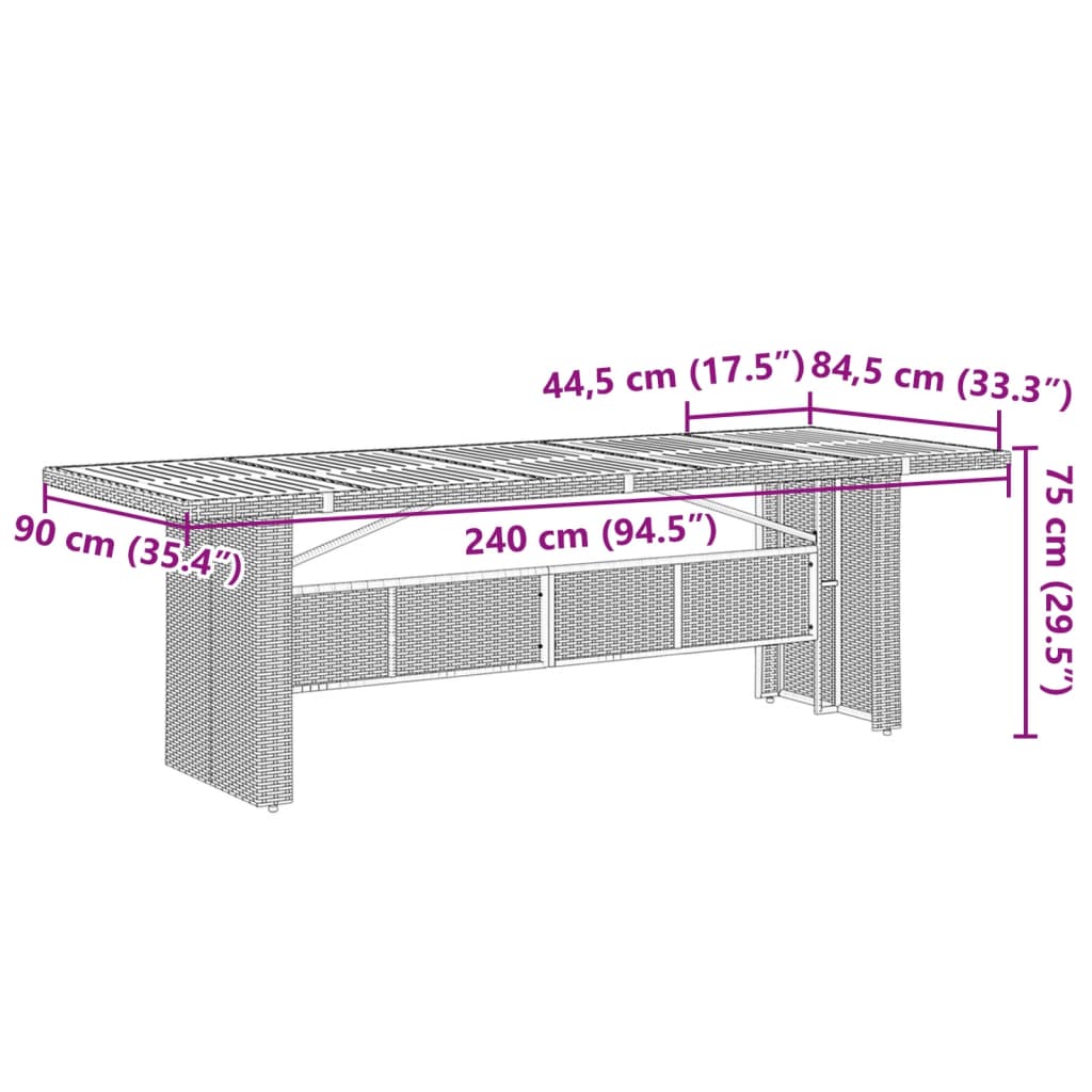 vidaXL 11-tlg. Garten-Essgruppe mit Kissen Grau Poly Rattan
