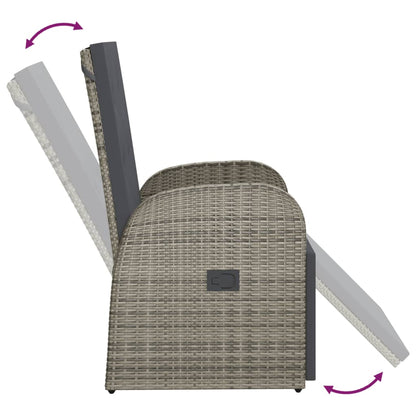vidaXL 9-tlg. Garten-Essgruppe mit Kissen Grau Poly Rattan