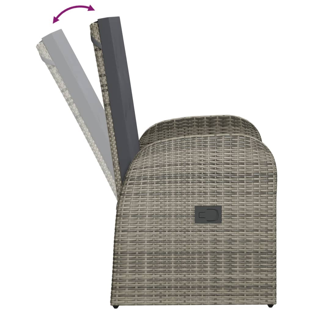 vidaXL 11-tlg. Garten-Essgruppe mit Kissen Grau Poly Rattan