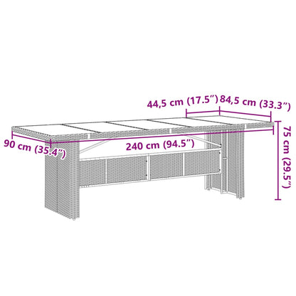 vidaXL 9-tlg. Garten-Essgruppe mit Kissen Grau Poly Rattan