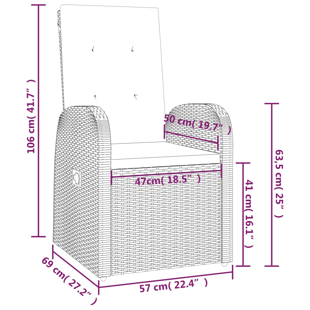 vidaXL 9-tlg. Garten-Essgruppe mit Kissen Grau Poly Rattan