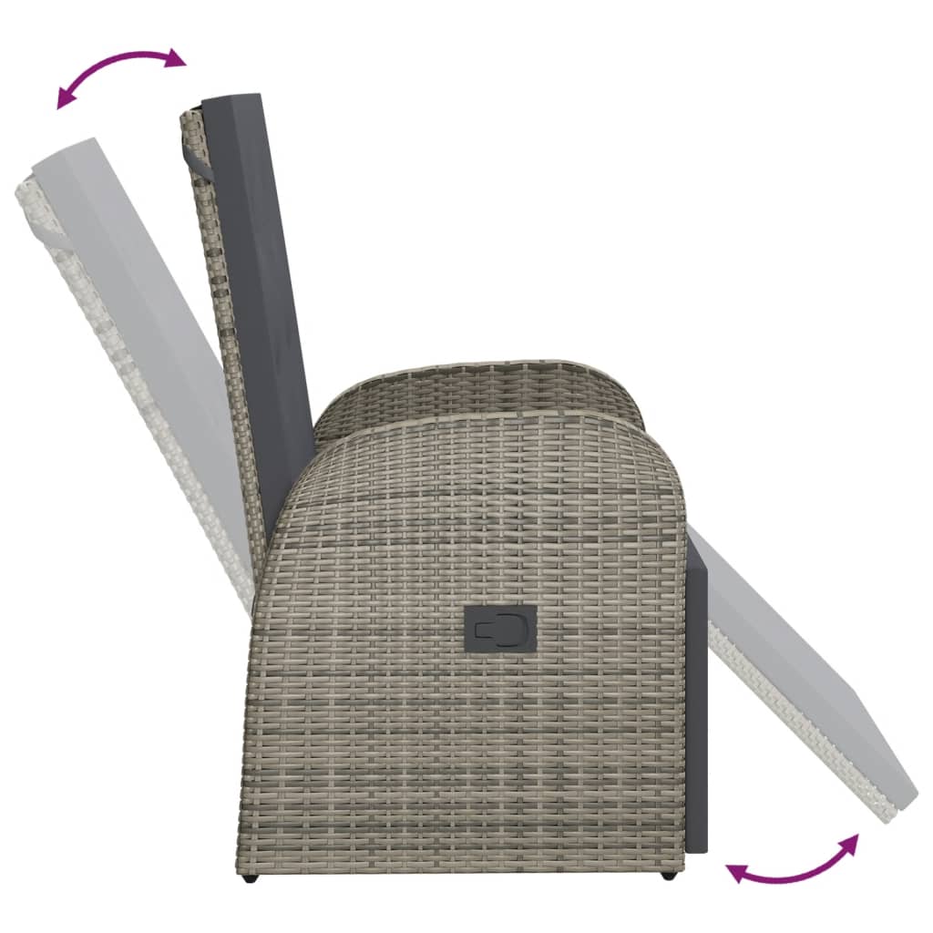 vidaXL 11-tlg. Garten-Essgruppe mit Kissen Grau Poly Rattan