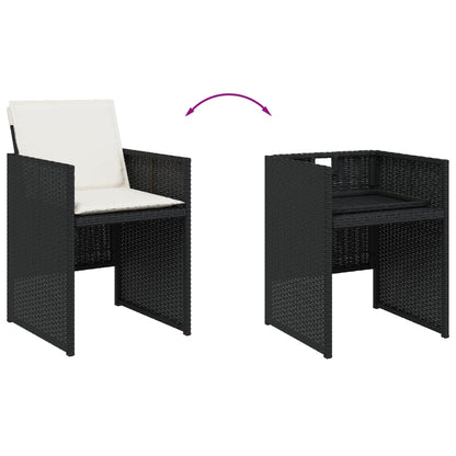 vidaXL 5-tlg. Garten-Essgruppe mit Kissen Schwarz Poly Rattan