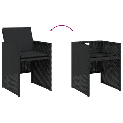 vidaXL 5-tlg. Garten-Essgruppe mit Kissen Schwarz Poly Rattan