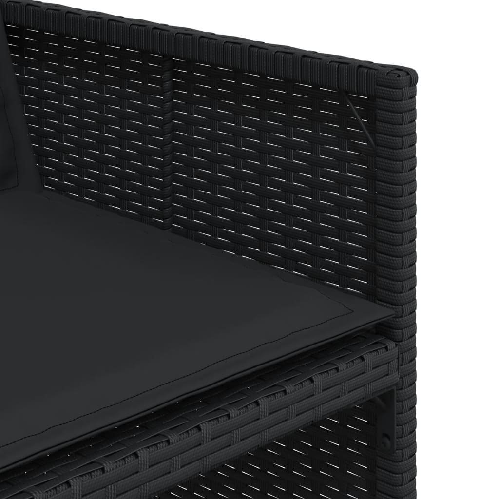 vidaXL 5-tlg. Garten-Essgruppe mit Kissen Schwarz Poly Rattan