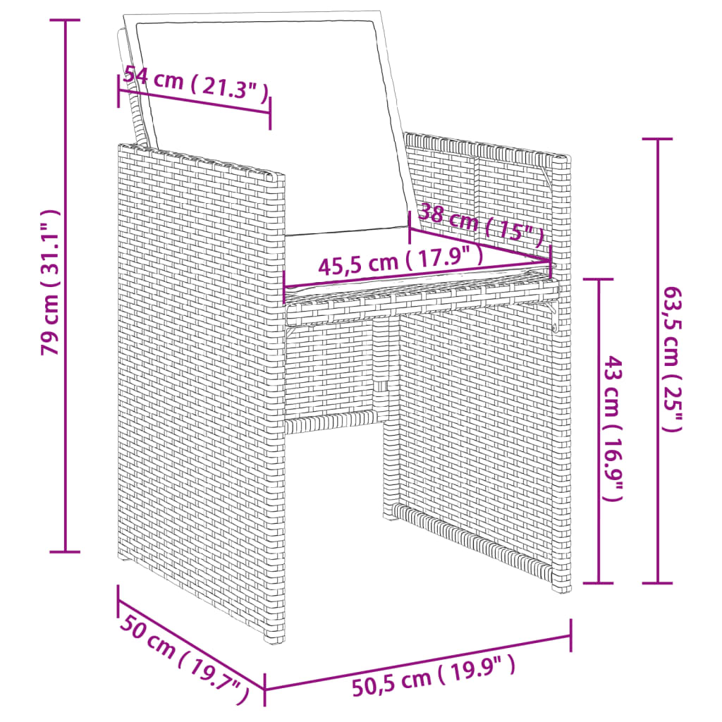vidaXL 5-tlg. Garten-Essgruppe mit Kissen Schwarz Poly Rattan