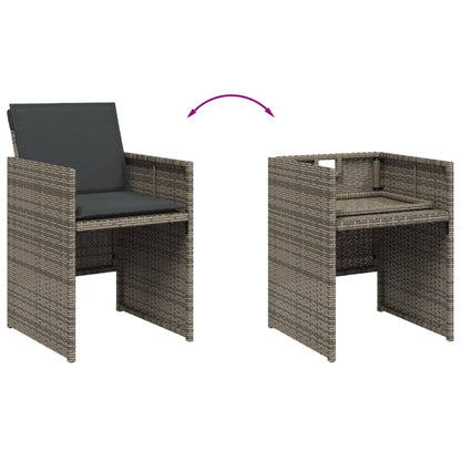 vidaXL 5-tlg. Garten-Essgruppe mit Kissen Grau Poly Rattan