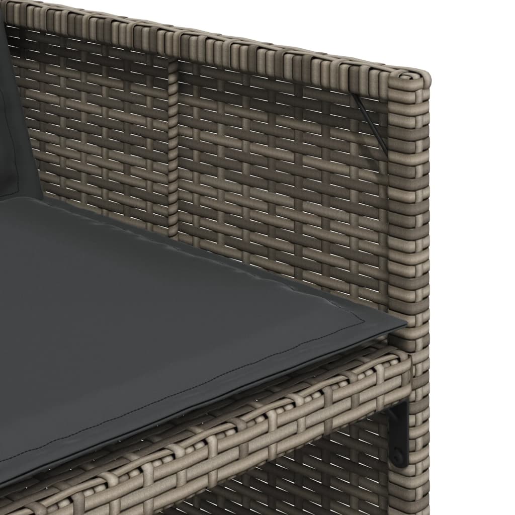 vidaXL 5-tlg. Garten-Essgruppe mit Kissen Grau Poly Rattan