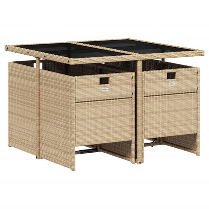 vidaXL Ensemble repas de jardin 5 pcs avec coussins Résine tressée Beige