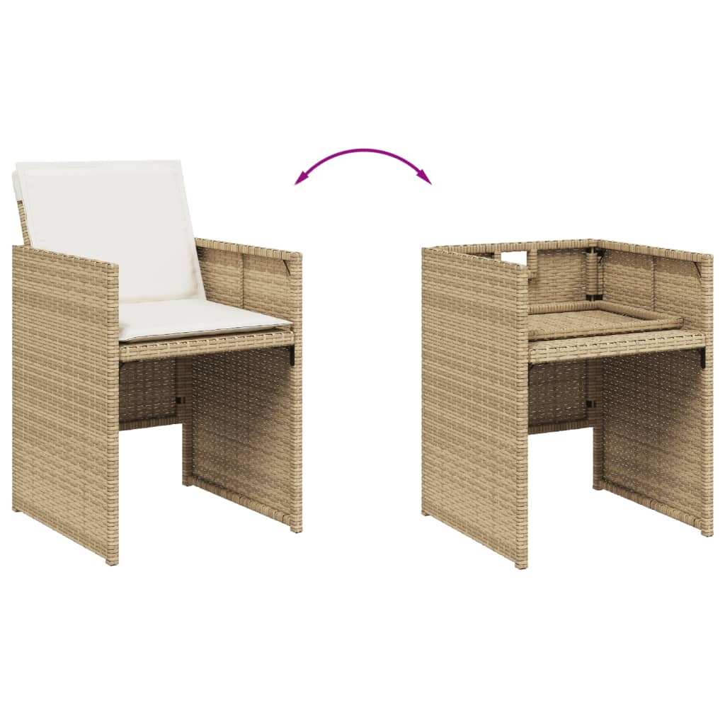 vidaXL Ensemble repas de jardin 5 pcs avec coussins Résine tressée Beige