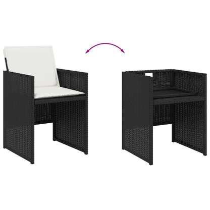 vidaXL 5-tlg. Garten-Essgruppe mit Kissen Schwarz Poly Rattan