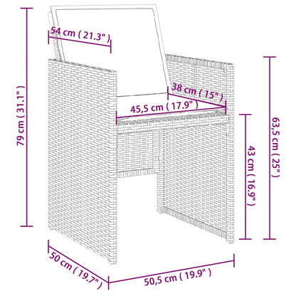 vidaXL 5-tlg. Garten-Essgruppe mit Kissen Schwarz Poly Rattan