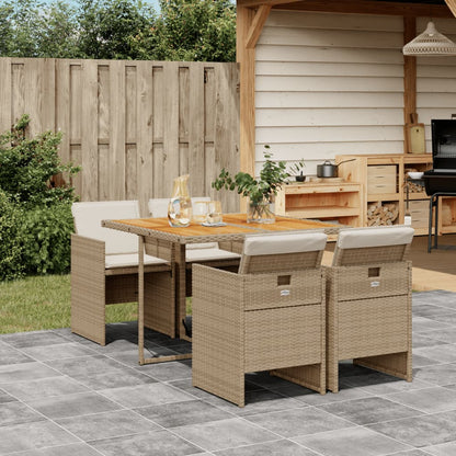 vidaXL 5-tlg. Garten-Essgruppe mit Kissen Beige Poly Rattan