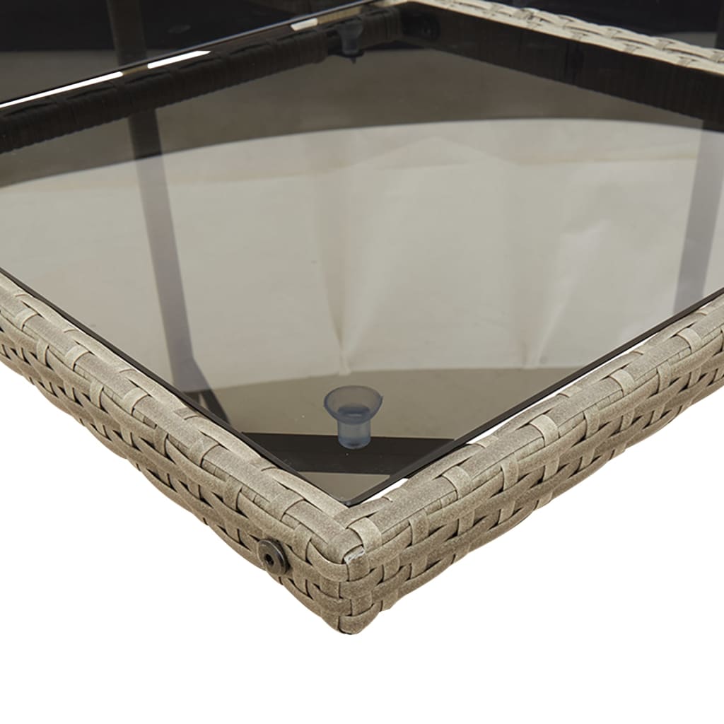 13-teiliges Garten-Ess-Set mit Kissen, grau, Polyrattan