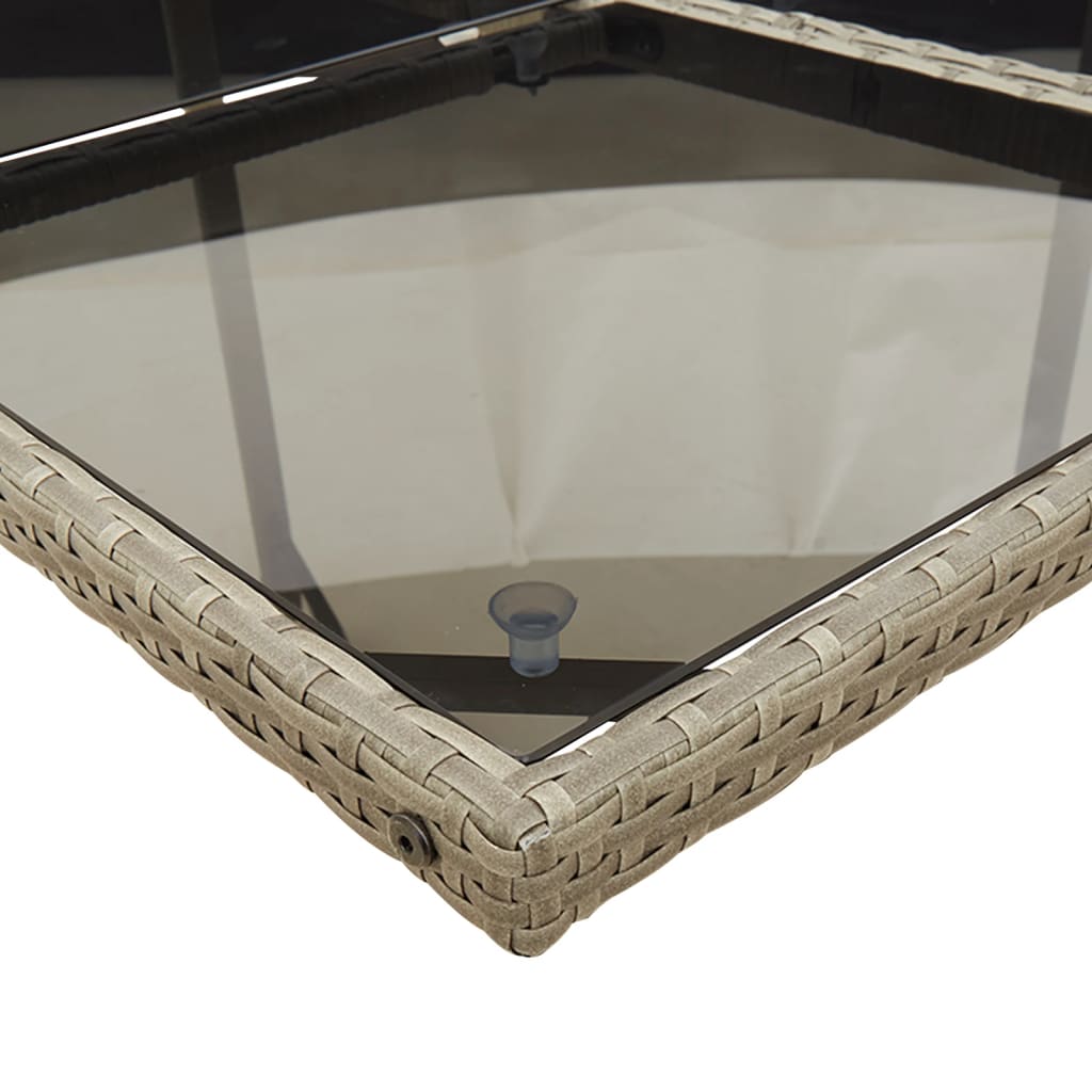 13-teiliges Garten-Ess-Set mit Kissen, grau, Polyrattan