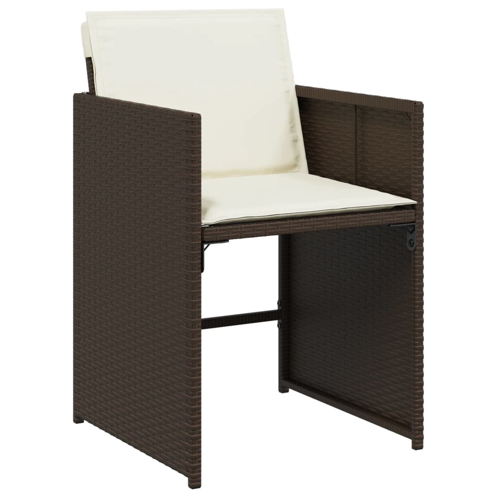 vidaXL 5-tlg. Garten-Essgruppe mit Kissen Braun Poly Rattan