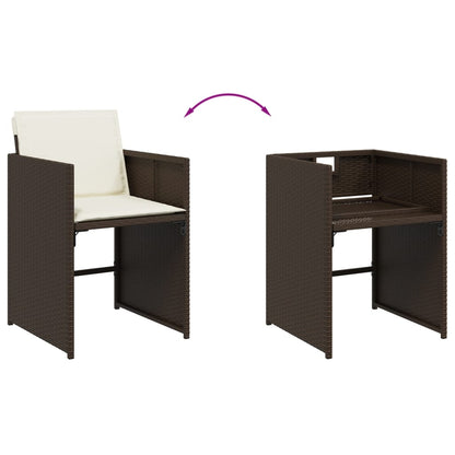 vidaXL 5-tlg. Garten-Essgruppe mit Kissen Braun Poly Rattan