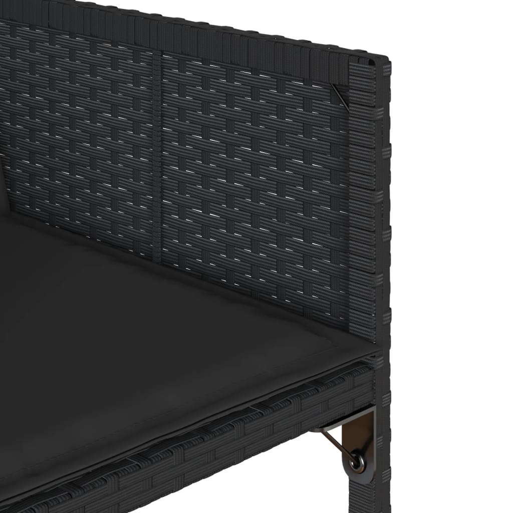 vidaXL 5-tlg. Garten-Essgruppe mit Kissen Schwarz Poly Rattan