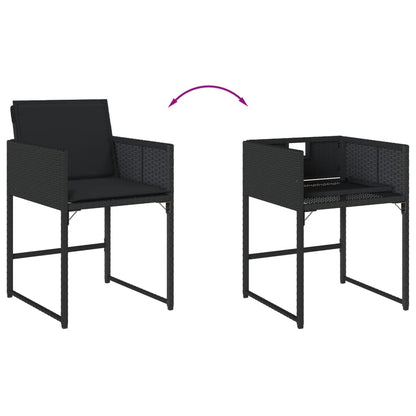 vidaXL 5-tlg. Garten-Essgruppe mit Kissen Schwarz Poly Rattan