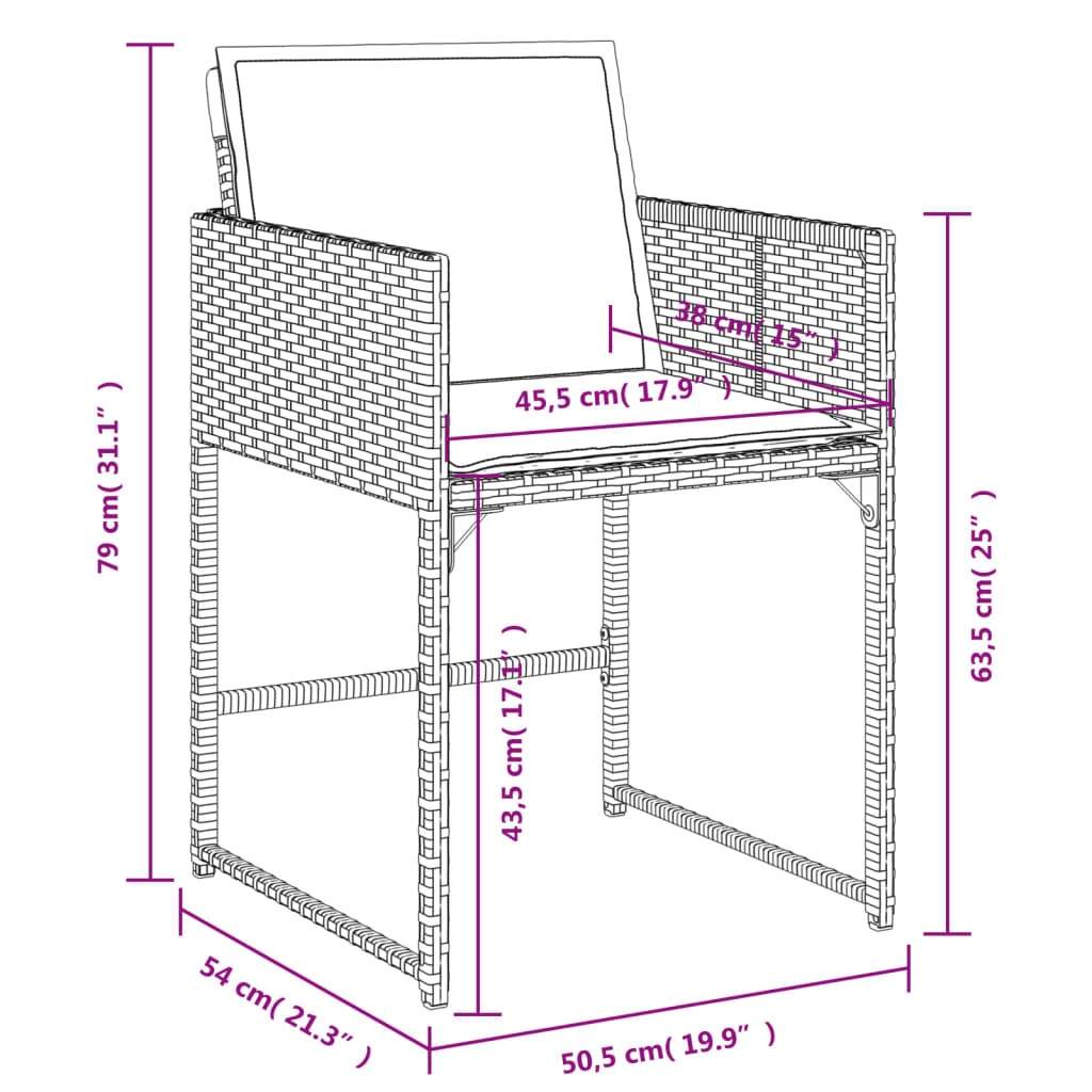 vidaXL 5-tlg. Garten-Essgruppe mit Kissen Schwarz Poly Rattan