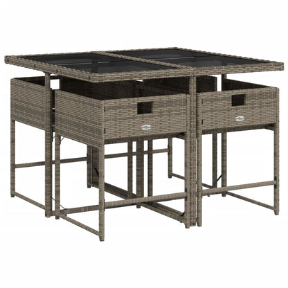 vidaXL 5-tlg. Garten-Essgruppe mit Kissen Grau Poly Rattan
