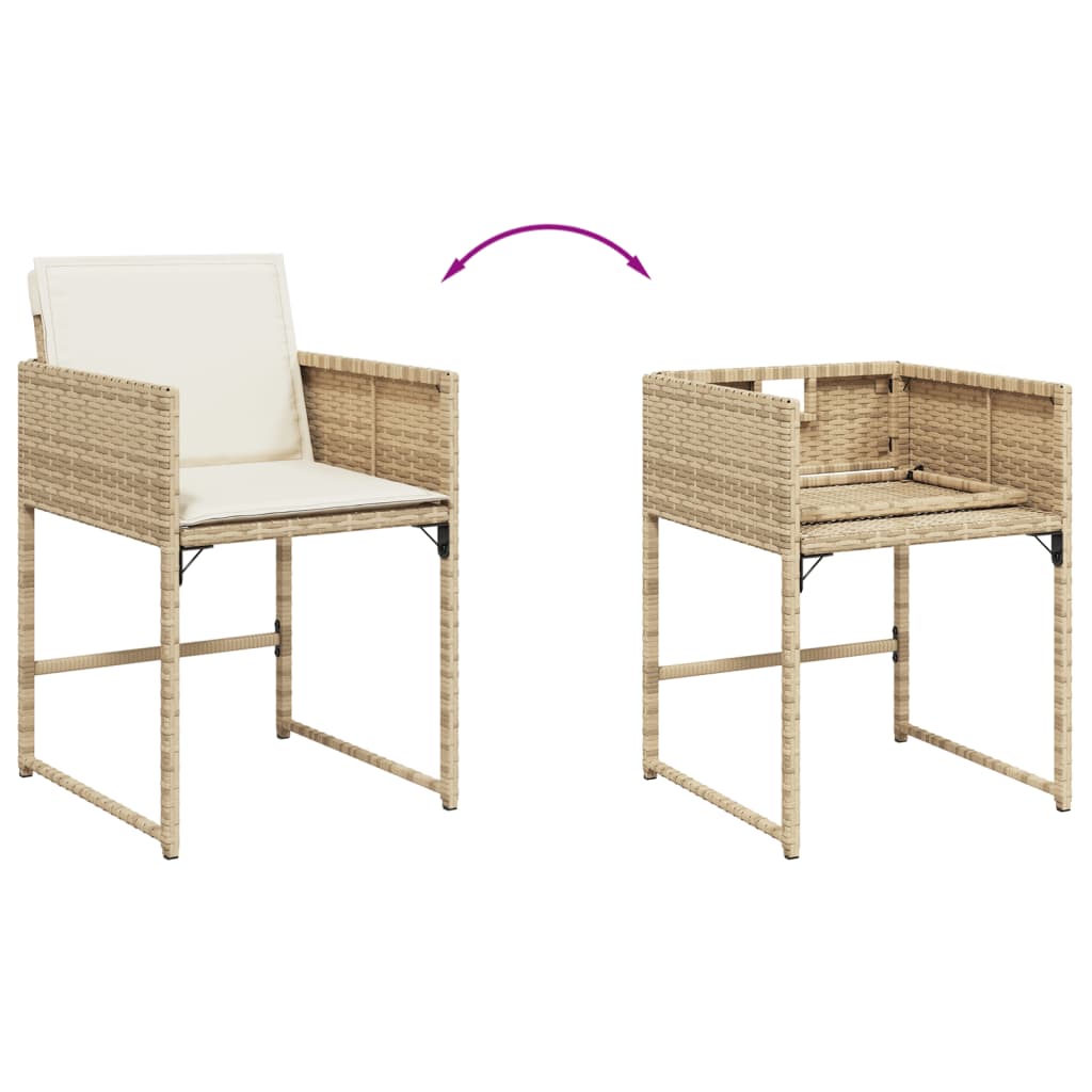 vidaXL 5-tlg. Garten-Essgruppe mit Kissen Beige Poly Rattan