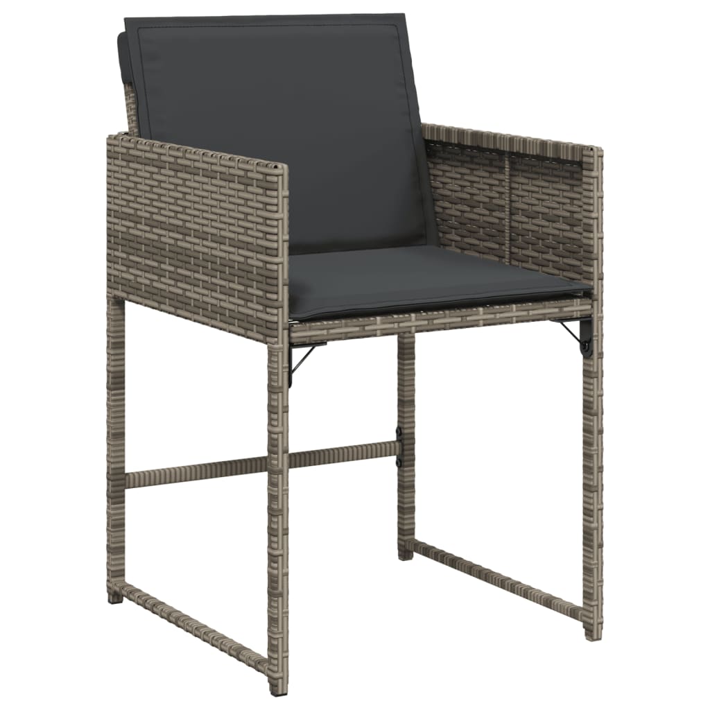 vidaXL 5-tlg. Garten-Essgruppe mit Kissen Grau Poly Rattan