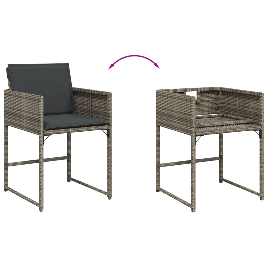 vidaXL 5-tlg. Garten-Essgruppe mit Kissen Grau Poly Rattan