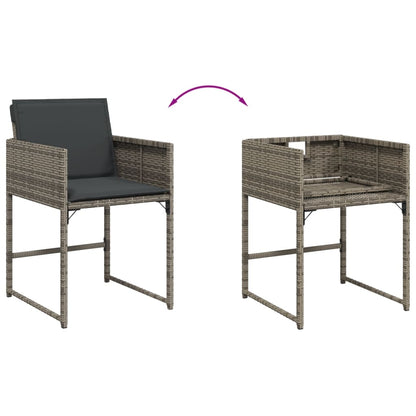 vidaXL 5-tlg. Garten-Essgruppe mit Kissen Grau Poly Rattan