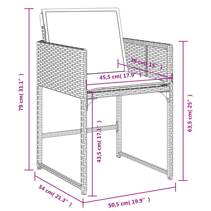 vidaXL 5-tlg. Garten-Essgruppe mit Kissen Grau Poly Rattan