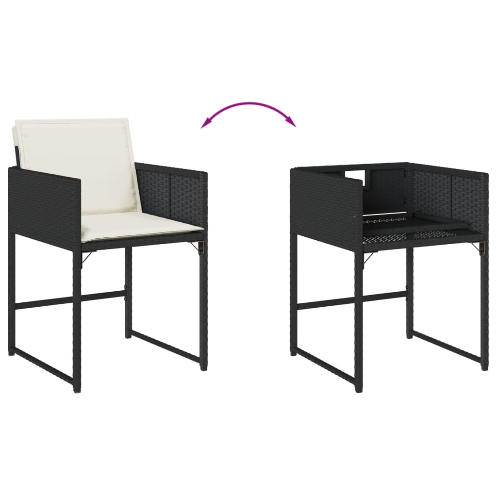 vidaXL 5-tlg. Garten-Essgruppe mit Kissen Schwarz Poly Rattan