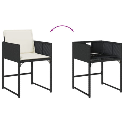 vidaXL 5-tlg. Garten-Essgruppe mit Kissen Schwarz Poly Rattan
