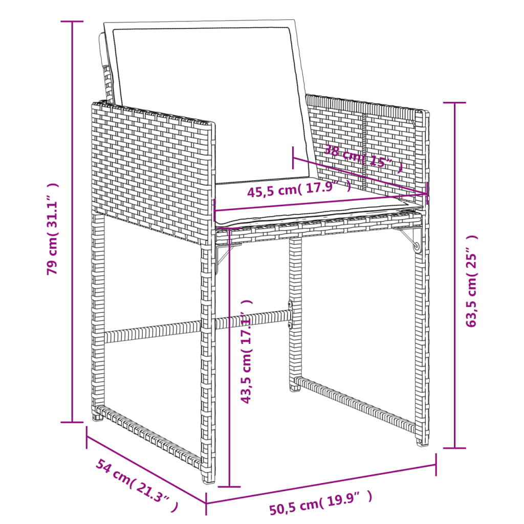 vidaXL 5-tlg. Garten-Essgruppe mit Kissen Schwarz Poly Rattan