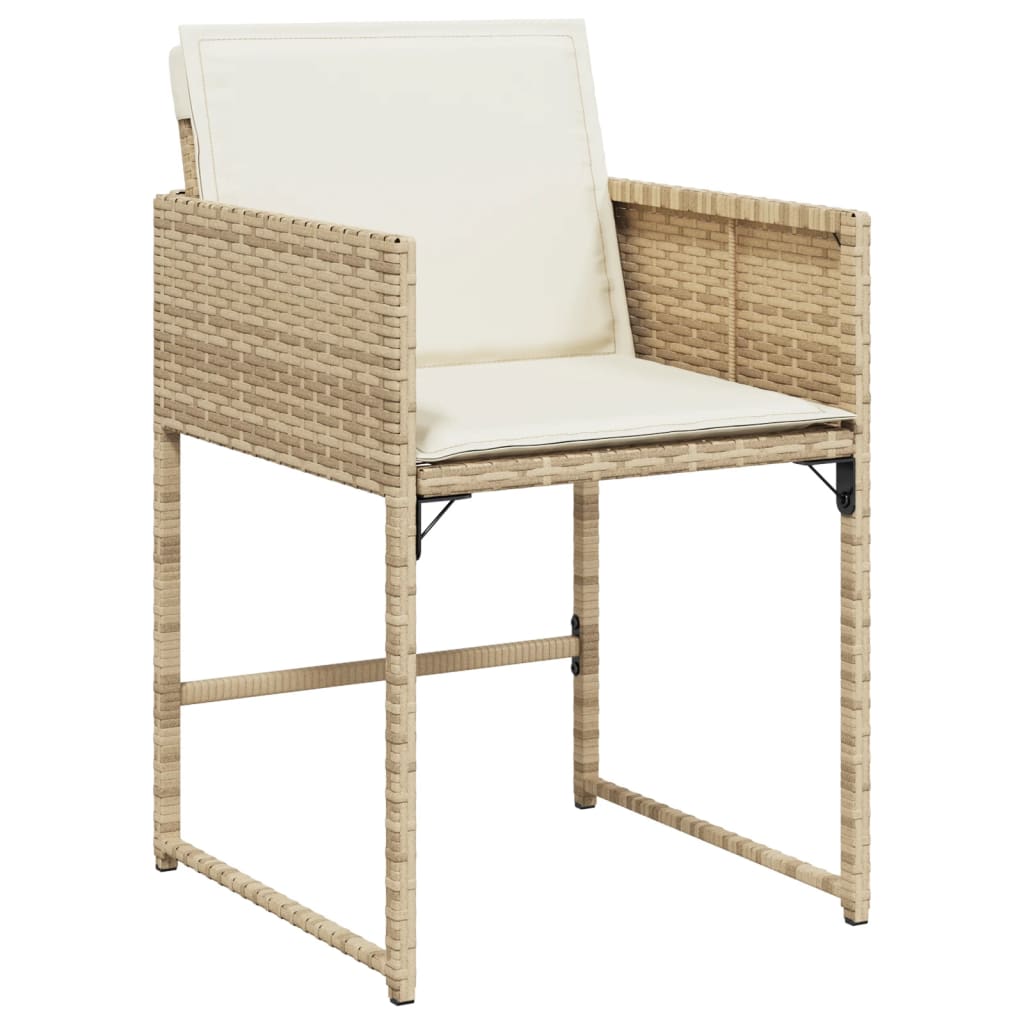 vidaXL Ensemble repas de jardin 5 pcs avec coussins Résine tressée Beige