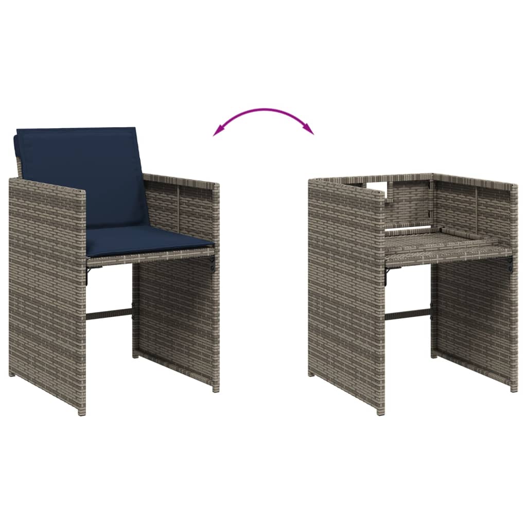 vidaXL 13-tlg. Garten-Essgruppe mit Kissen Grau Poly Rattan