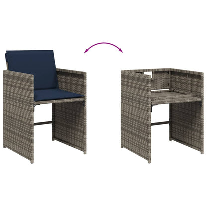 vidaXL 13-tlg. Garten-Essgruppe mit Kissen Grau Poly Rattan