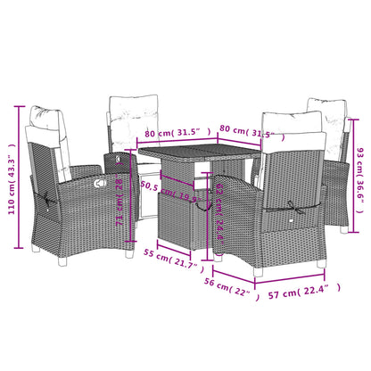 vidaXL 5-tlg. Garten-Essgruppe mit Kissen Beige Poly Rattan