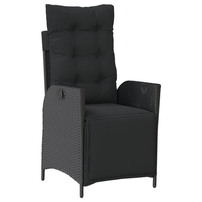 vidaXL 5-tlg. Garten-Essgruppe mit Kissen Schwarz Poly Rattan