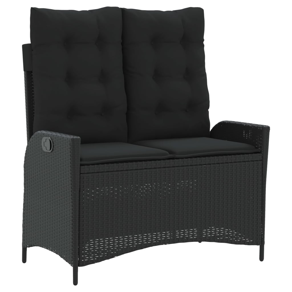 vidaXL 2-tlg. Garten-Essgruppe mit Kissen Schwarz Poly Rattan
