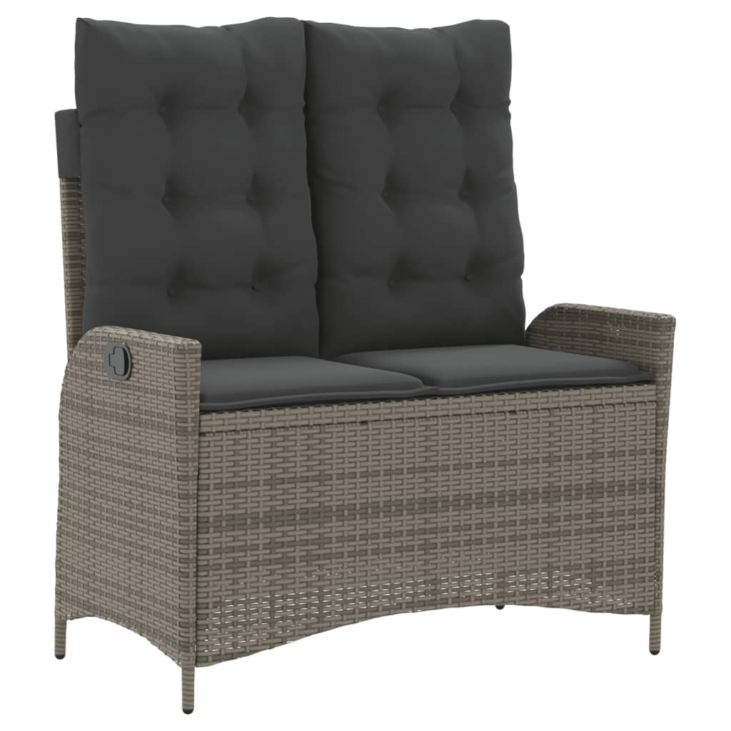 vidaXL 2-tlg. Garten-Essgruppe mit Kissen Grau Poly Rattan