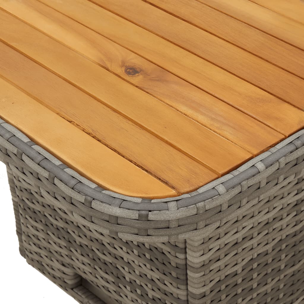 vidaXL 2-tlg. Garten-Essgruppe mit Kissen Grau Poly Rattan