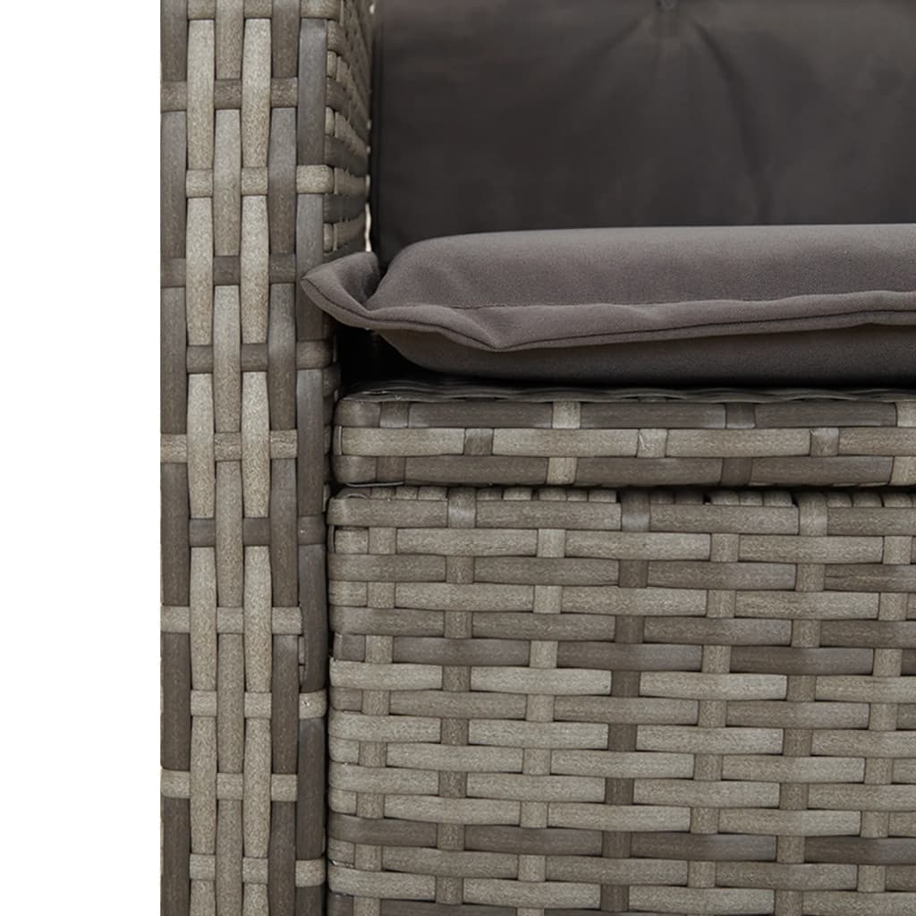 vidaXL 2-tlg. Garten-Essgruppe mit Kissen Grau Poly Rattan
