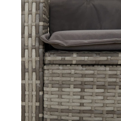 vidaXL 2-tlg. Garten-Essgruppe mit Kissen Grau Poly Rattan
