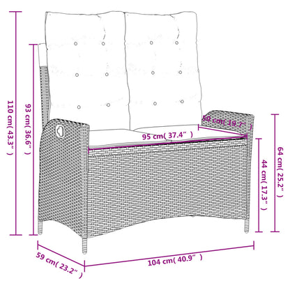 vidaXL 2-tlg. Garten-Essgruppe mit Kissen Grau Poly Rattan