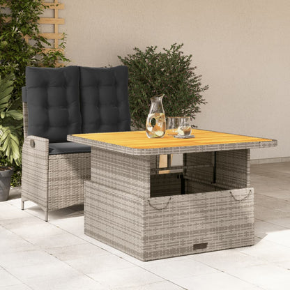vidaXL 2-tlg. Garten-Essgruppe mit Kissen Grau Poly Rattan