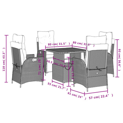 vidaXL 5-tlg. Garten-Essgruppe mit Kissen Beige Poly Rattan