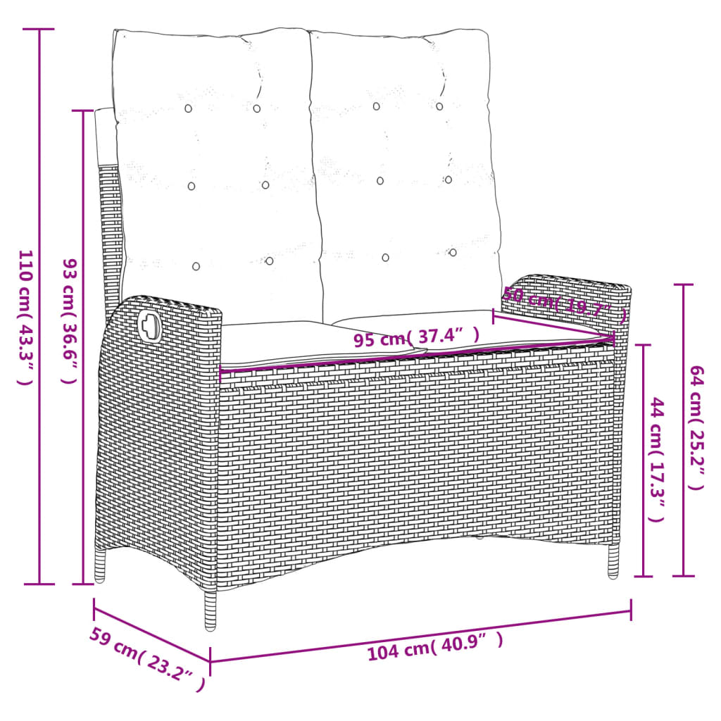 vidaXL 2-tlg. Garten-Essgruppe mit Kissen Beige Poly Rattan